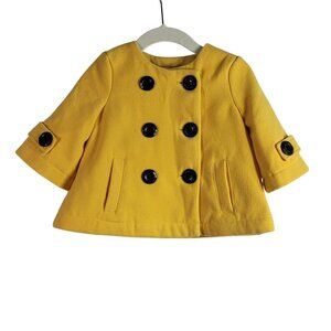 Maggie & Zoe Swing Pea Coat Yellow 12M Double Breasted Lined Pockets Formal